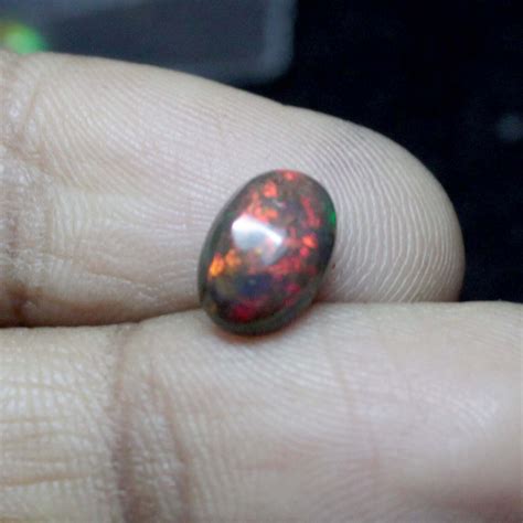 1 15 CT Natural Ethiopian Fire Black Opal Oval Cabochon Loose Gemstone