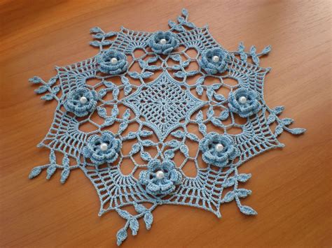 Blue Rose Doily By Rosanne Kropp Crochet Rose Doily Patterns