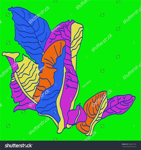 Stylized Plant Stripes Spots Leaves Copy Stock Vector (Royalty Free