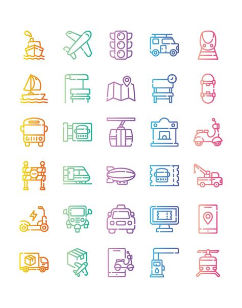 Transport Icon Set Isolated On White Background Vector Art