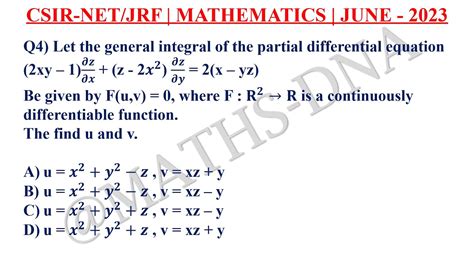 Csir Net Jrf June Differential Equation Lagrange Method