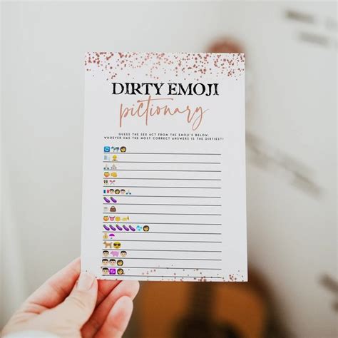 Rose Gold Bachelorette Game Dirty Emoji Pictionary Rude Hen Party