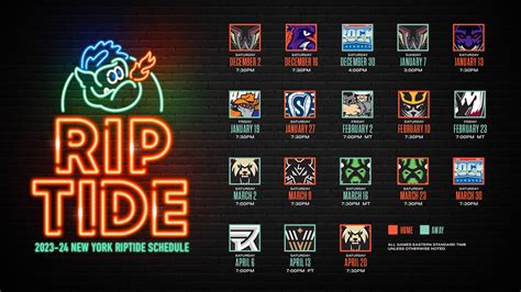 Riptide Drop 2023-24 Season Schedule - New York Riptide