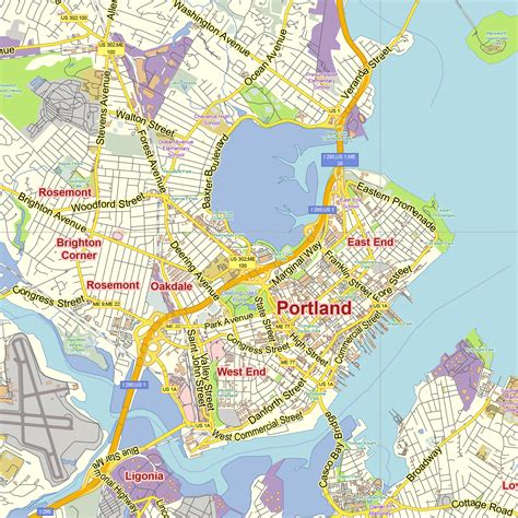 Portland Maine US editable layered PDF Vector Map – Maps in Vector ...