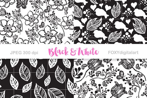 Black White Digital Paper Scrapbook By Foxydigitalart Thehungryjpeg