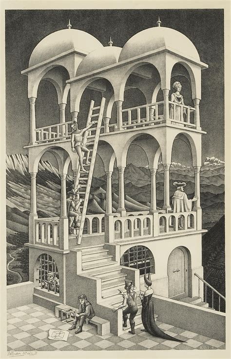 Maurits Cornelis Escher Belvedere B Lithograph Printed On