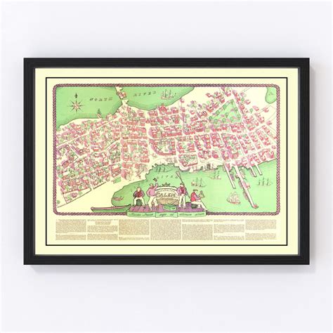 Vintage Map Of Salem Massachusetts 1930 By Ted S Vintage Art