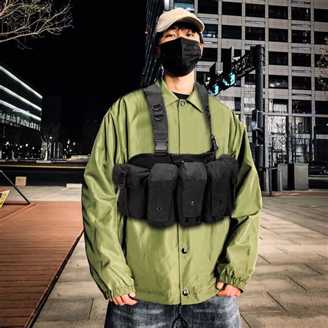 Men Chest Rig Bag Adjustable D Oxford Holster Molle Vest Pocket For