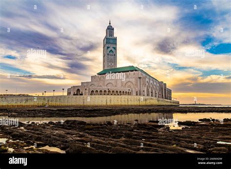 View Of Hassan Ii Mosque At Sunset The Hassan Ii Mosque Or Grande Mosquée Hassan Ii Is A