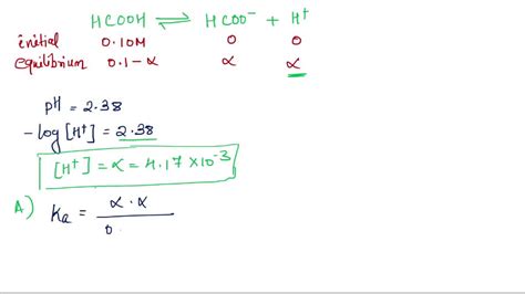 SOLVED 35 The PH Of A 0 10 M Solution Of Formic Acid HCOH Is 2 39