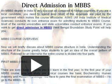 PPT Direct Admission In MBBS PowerPoint Presentation Free To