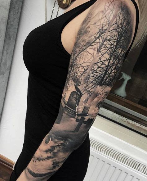 Graveyard Tombstone Sleeve Tattoo By Jackie Rabbit Dark Stuff