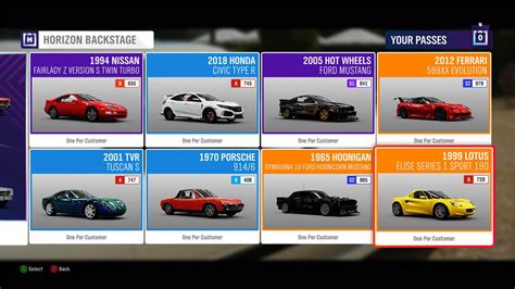 Forza Horizon 4 Backstage Cars List Location And Passes Dexerto