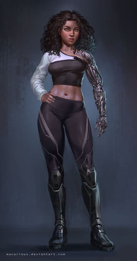 Sci Fi Bionic Arm Cyberpunk Girl By Macarious ח פ י