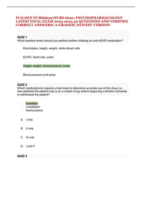 Walden Nurs Nurs Psychopharmacology Latest Final Exam