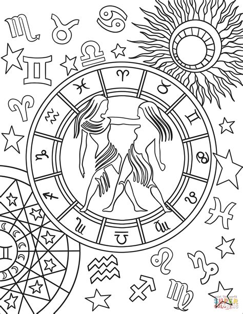 Gemini Zodiac Sign coloring page | Free Printable Coloring Pages New ...