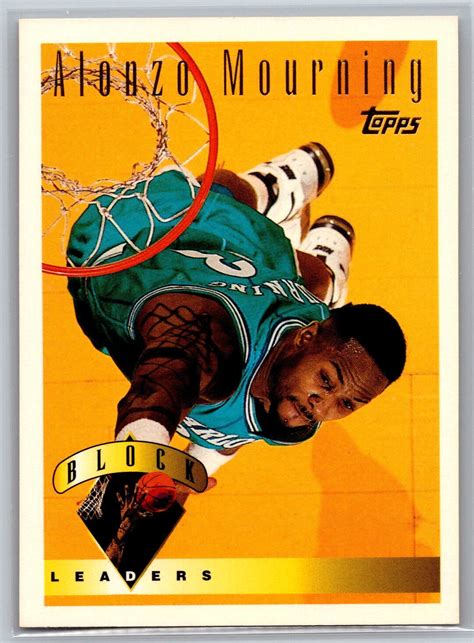 1995 Topps Block Leader Basketball 30 Alonzo Mourning HOF Charlotte