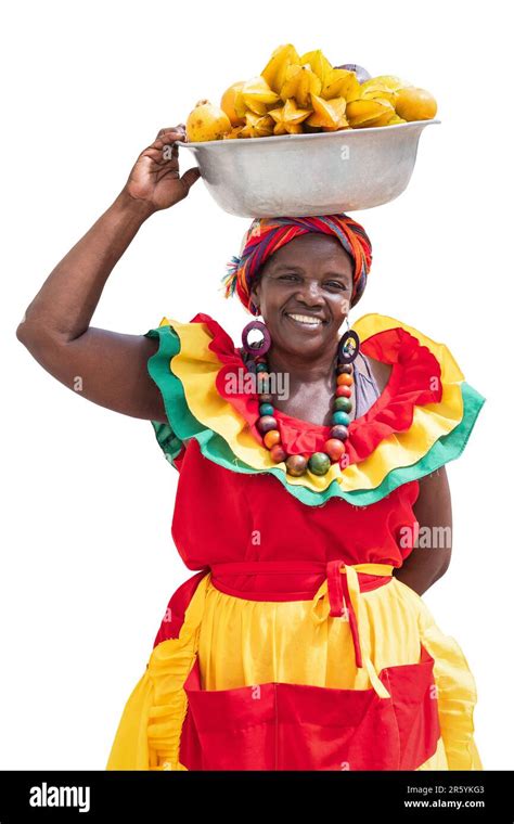 Happy Smiling Palenquera Fresh Fruit Street Vendor Of Cartagena