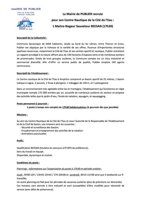 Exemple De CV Educateur Sportif Des Activites Aquatiques Et De La Natation