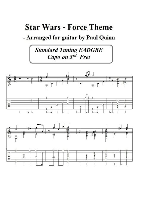 Star Wars Force Theme Acoustic Guitar Sheet