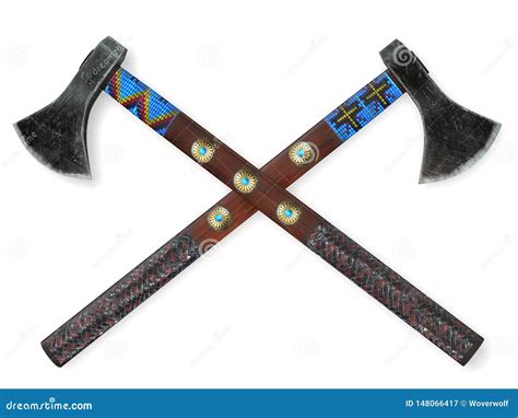 Dual Native American Tomahawks 3d Rendering Stock Illustration ...