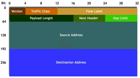 The structure of an IPv6 packet header. | Download Scientific Diagram