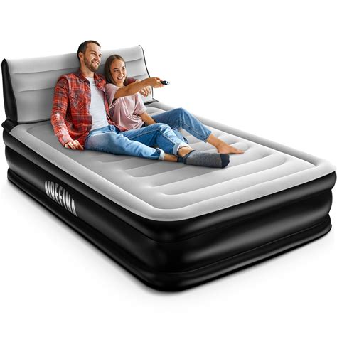 Airefina Air Mattress Full With Built In Pump And Headboard Inflatable