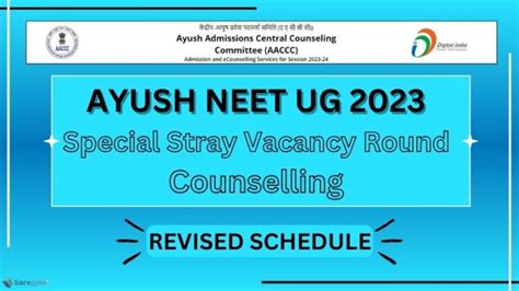 Ayush Neet Ug Counselling Special Stray Vacancy Schedule Revised