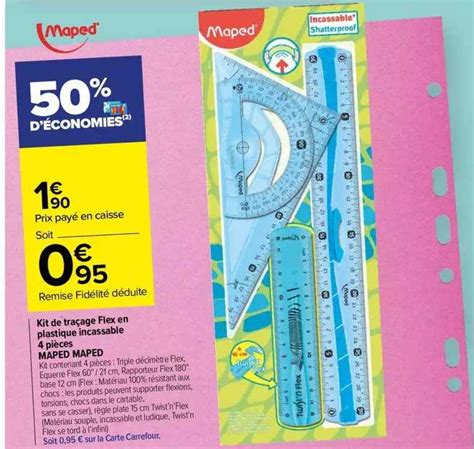 Promo Kit De Traçage Flex En Plastique Incassable 4 Pièces Maped chez