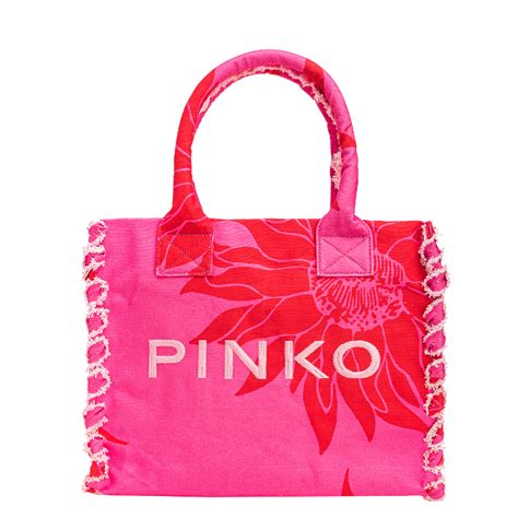 Shopper Beach In Canvas Riciclato Rosa Rosso Pinko Bagalier