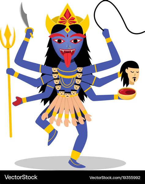 Kali Hindu Goddess Isolated On White Royalty Free Vector