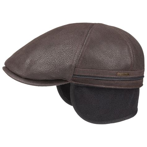 Stetson Casquette En Cuir Marron Avec Cache Oreilles