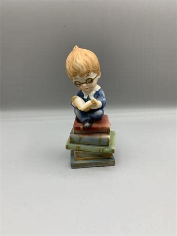 Great Finds Online Auctions Vintage Lefton Boy Sitting On Pile Of Books