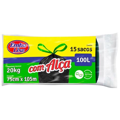 Saco Lixo 100l 75x105 Preto Peg Lixo 20un Peg Lixo Extra