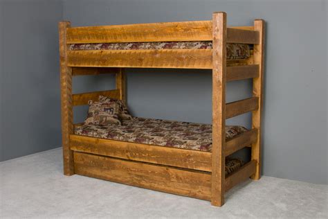 Barnwood Bunk Bed with Trundle - Viking Log Furniture