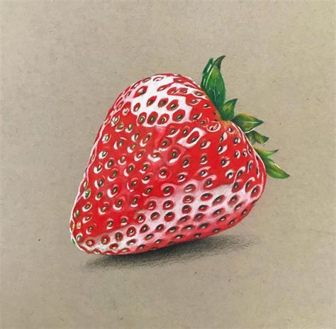 Strawberry Colored Pencil 5x5 Strawberry Drawing Color Pencil Art Fruits Drawing