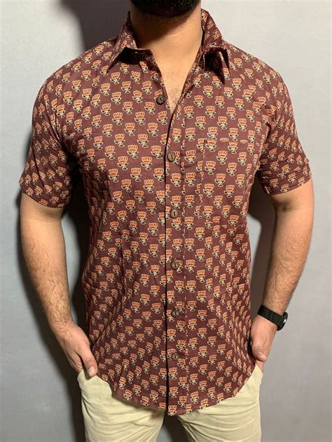 Jaipuri Hand Block Printed Shirt Indian Men S Shirt Hand Block Men S