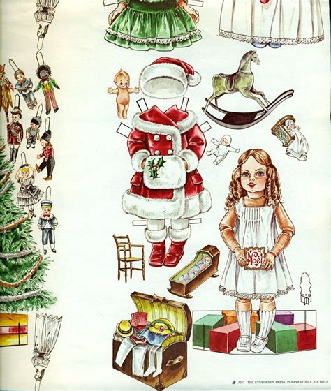 Black Friday Sale Vintage Christmas Paper Doll Little Girl Holiday T