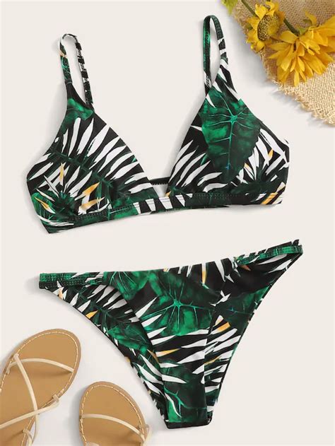 Tropical Print Triangle Top With Self Tie Side Bikini Artofit