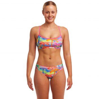 Funkita Swim Crop Eco Bikini Top Women Poka Palm Bike