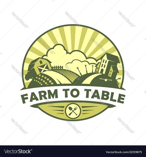 Farm to table eco style emblem Royalty Free Vector Image