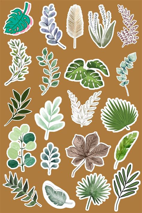 Sticker Leaf Series Sampul Buku Vintage Tanaman Kertas Kliping