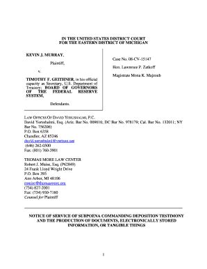 Fillable Online Notice Of Service Of Subpoena Commanding Deposition