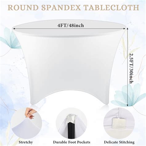 Preboun 8 Pack Spandex Round Tablecloth Fitted Stretch Tablecloth