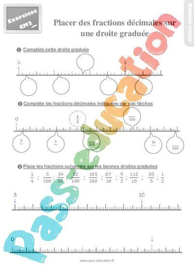 Placer Des Fractions Décimales Sur Une Droite Graduée Exercices Pour Le Cm2 Pdf à Imprimer