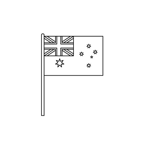 Black Outline Flag On Of Australia Thin Line Icon 21850084 Vector Art