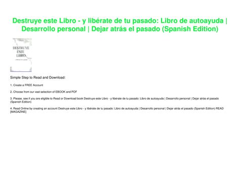 PPT DOWNLOAD PDF Destruye este Libro y libérate de tu pasado