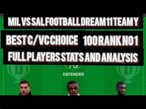 Mil Vs Sal Football Dream 11 Team Prediction Viral Youtube