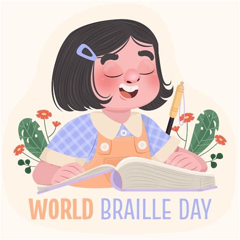 Ilustración plana del día mundial del braille Vector Gratis