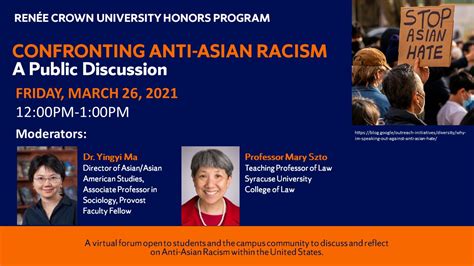 Confronting Anti Asian Racism A Public Discussion Renée Crown